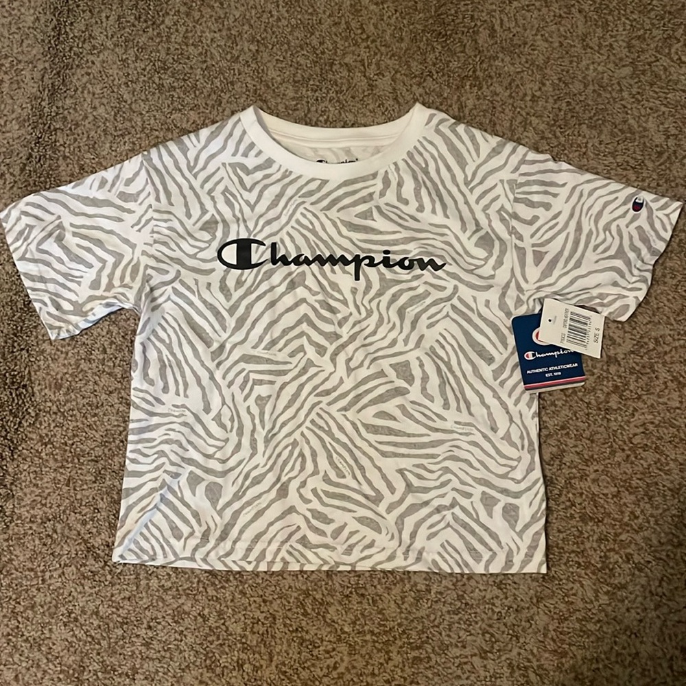 NWT Champion animal print cropped t-shirt.